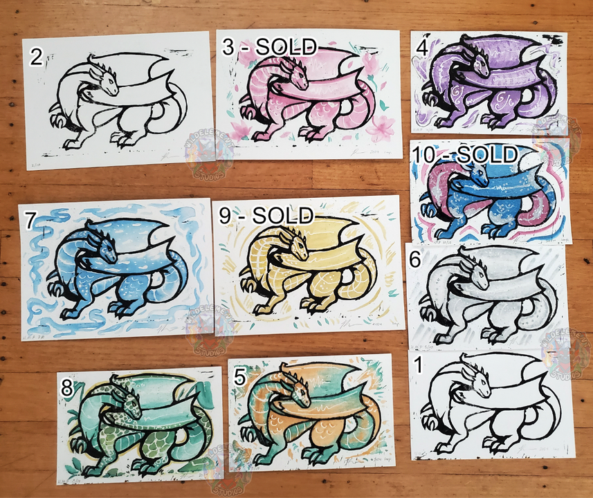 Handprinted linocuts