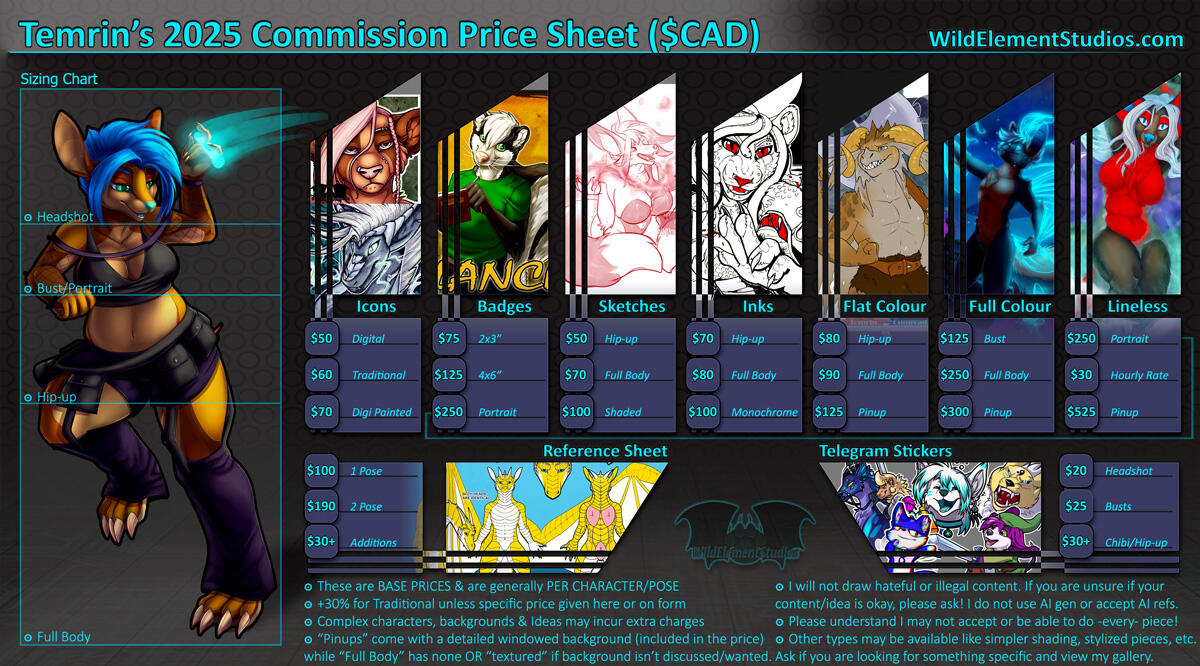 Commission Price Sheet