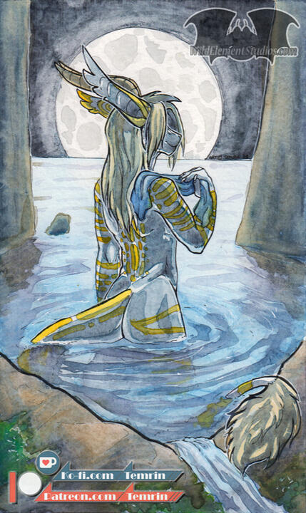 Watercolour: Moonlit Dragon Watercolour: Moonlit Dragon