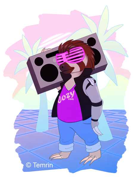 CozyCon Online Vaporwave Sloth Shirt Design CozyCon Online Vaporwave Sloth Shirt Design