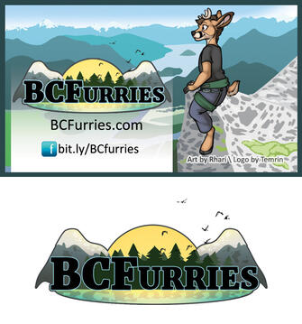 BCFurries business card and logo design (BG art by Rhari)