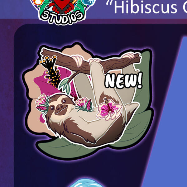 Sloth Hibiscus Sticker